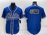 Men's Indianapolis Colts Blue Team Big Logo With Patch Cool Base Stitched Baseball Jersey,baseball caps,new era cap wholesale,wholesale hats